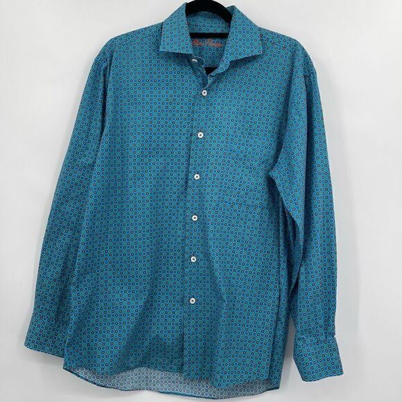 Alan Flusser Blue Cotton Long Sleeve Casual Button-Up Shirt Size Medium - Picture 1 of 8